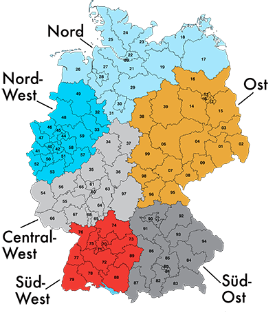 Munters Deutschland Vertriebsgebiete